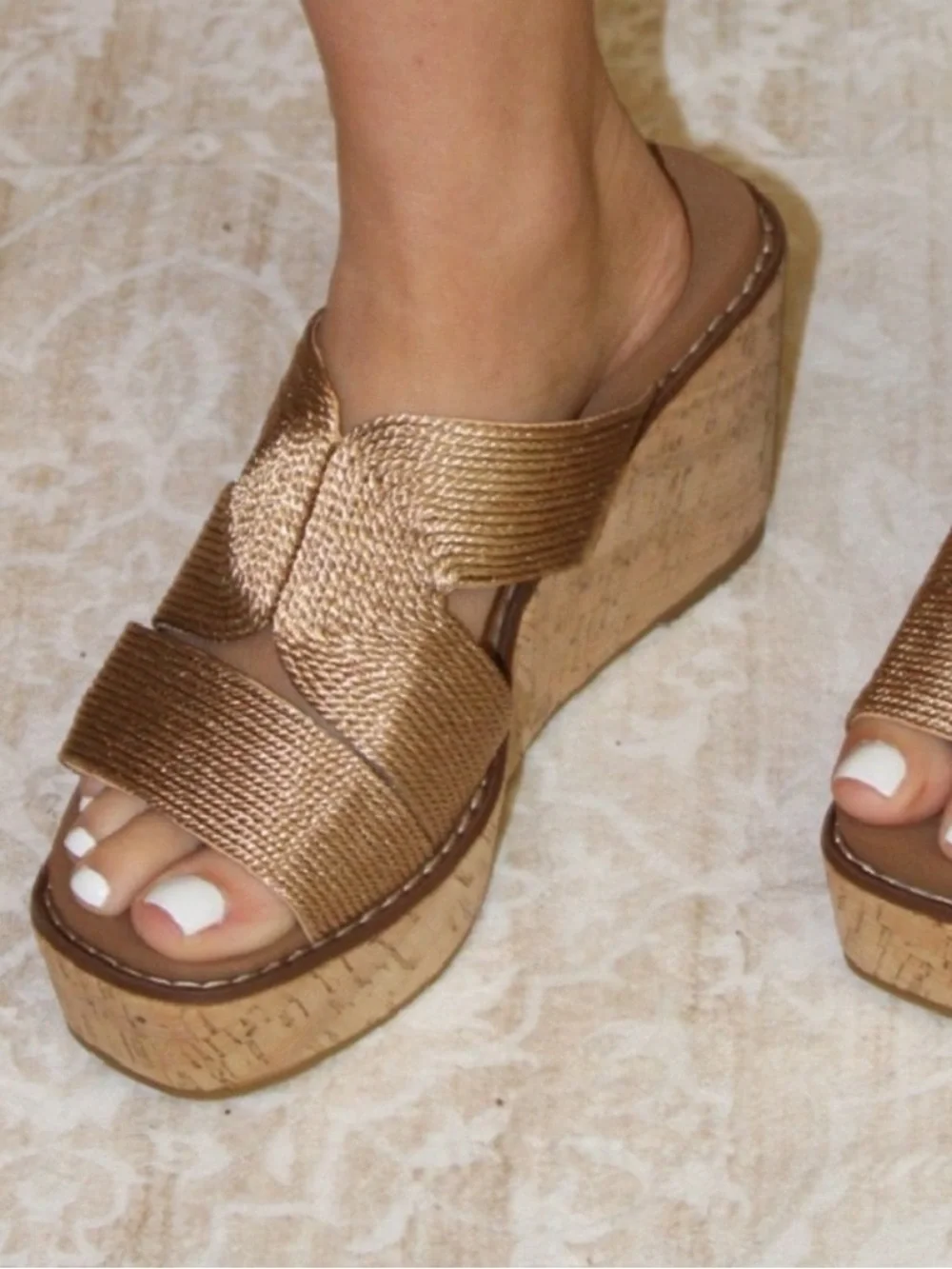 Pierre Dumas Rose Gold Flynn Platform Sandals